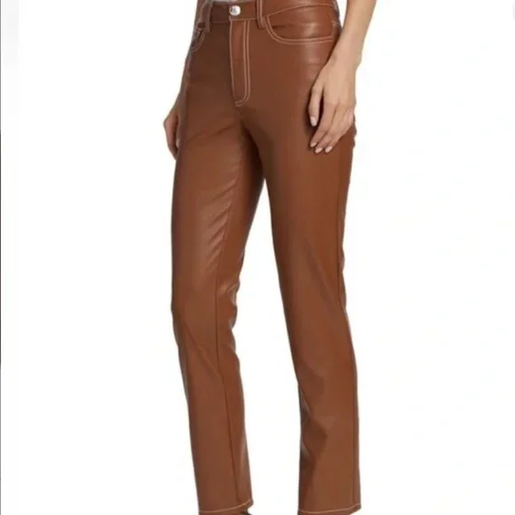 New W/O Tag Staud Elliot Faux Leather Pants Size 2 Price $169